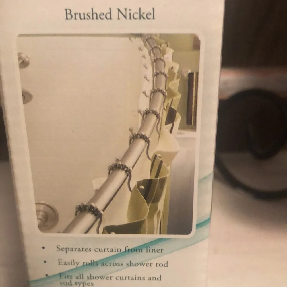 New In Box “MOEN” Double Shower Curtain Rings-Brushed Nickel
